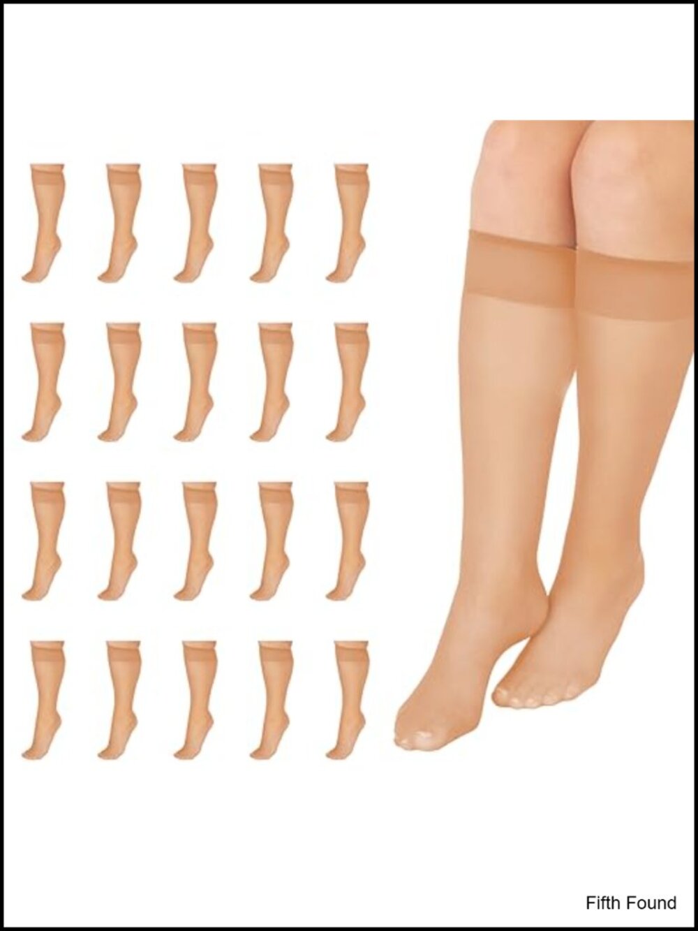 Women's Sheer Knee-Highs 20 Denier Nylon Sheer Toe 16-Pack
